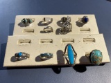 Group lot of sterling silver rings including Native American