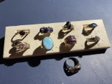 Group lot of 8 sterling silver rings