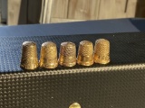 Group lot of 5 14k gold antique thimbles