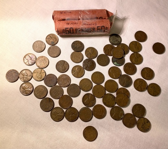 Group of Wheat Pennies Coins