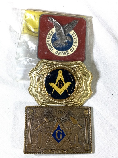 3 Collector Belt Buckles - masonic