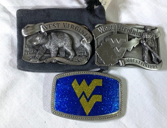 3 Collector Belt Buckles - West Virginia