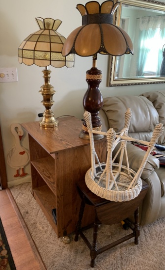 2 Lamps, T.V, Stand, Foot Stool, Canes & More