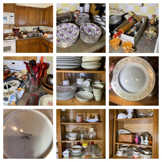 Kitchen Clean Out - China, Utensils, Pans, Pots, Glassware & More