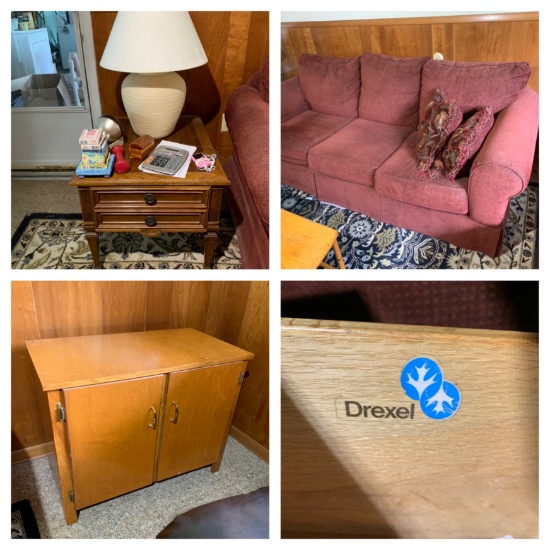 Drexel Side Table, Sofa, & Cabinet