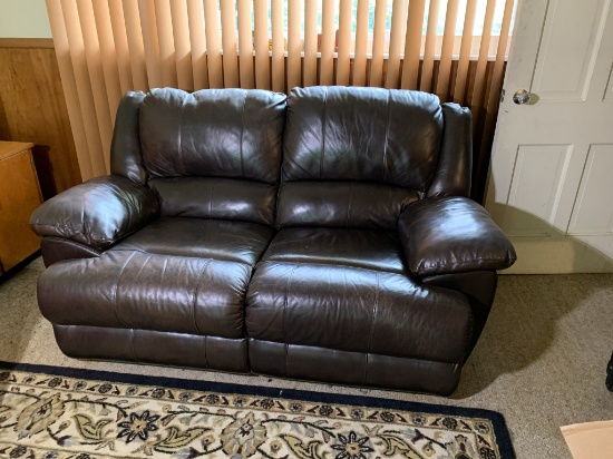 Nice Leather Look Loveseat with Reclining Feature