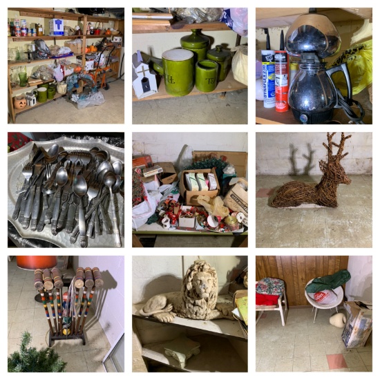 Great Basement Cleanout - Holiday Items, VIntage Items, Hardware, Flatware & More