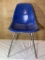 Mid Century Modern Herman Miller Inc. Blue Fiberglass Shell Chair.