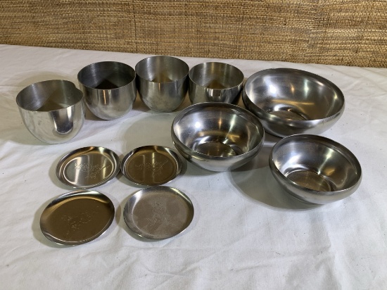 Pewter Coasters, Bowls & Cups by Jefferson Cup made in Holland .
