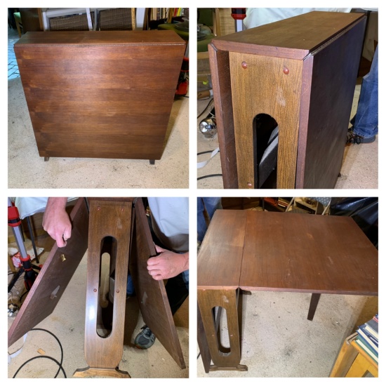 Mid Century Modern Drop Leaf Table - Unusual Design.