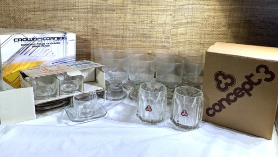 Glasses Concept 3 Set in Box, Servizio Caffe Mina Set Complete in Box,Crown Corning & More