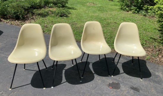 4 Mid Century Modern Herman Miller Inc. Fiberglass Shell Chairs.