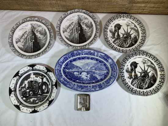 6 Collector Plates by -222 Fifth, Shenango China, & San Francisco Ashtray.