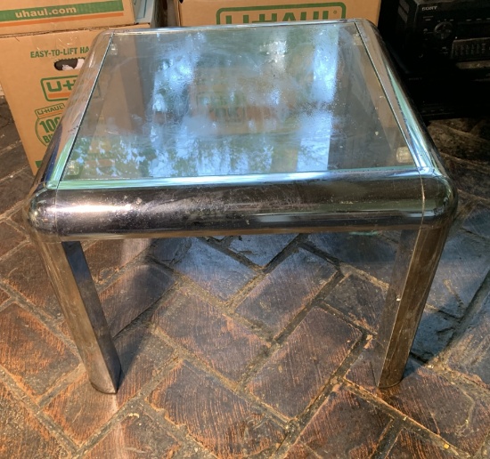 Chrome and Glass Side Table.