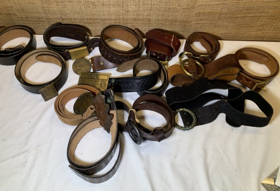 Group of Vintage Belts and Belt Buckles.