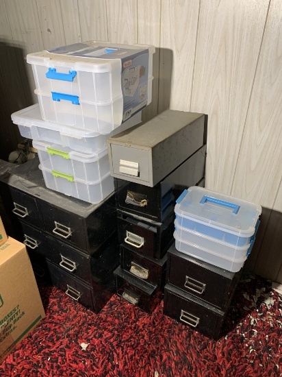 Storage Containers and Metal File Drawers.