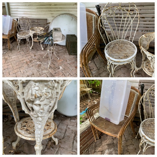 Clean out Back Porch - Table Tops, Cast Iron Table, Chairs & More.