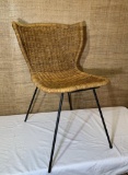 Woven Wicker Mid Century Modern Chair.