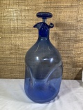 Blue Art Glass Bottle or Decanter awith Stopper.