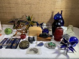 Paperweight, Insulators, Glass Blown Ornament, Wooden Boxes and More.