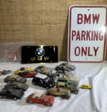 Collector Cars, BMW Sign and BMW License Plate.