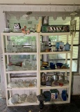 Great Group of Vintage Glassware, Wind Chimes, Bird Feeder, Plastic Shelves and More. .