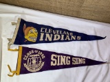 Vintage Sing Sing & Cleveland Indians Felt Pennants