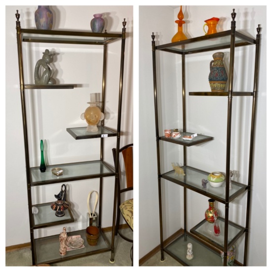 2 Vintage Glass and Metal Shelves