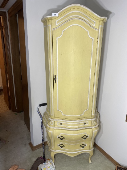 Vintage Yellow and White tall cabinet
