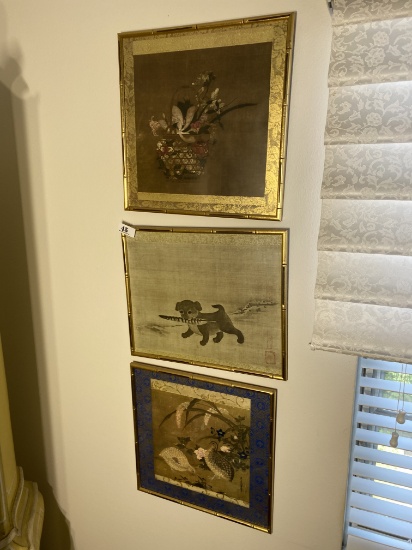 Three vintage framed Asian prints.