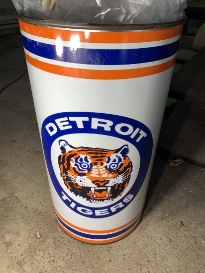 Vintage Metal Detroit Tigers Trash Can