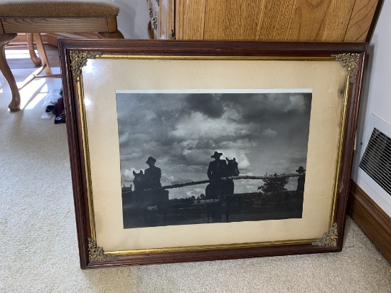 Unusual Antique Photograph Cowboys in Silhouette