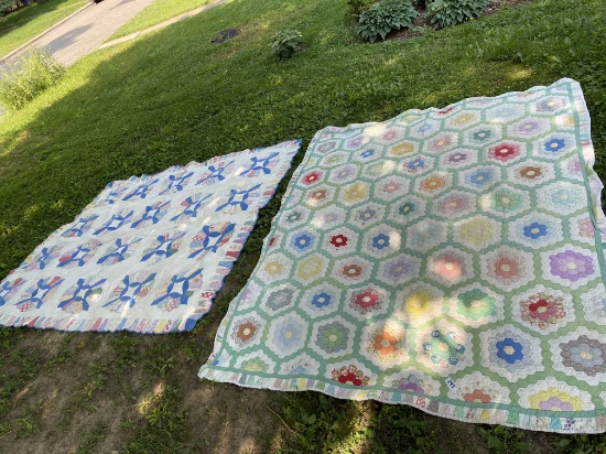 Two Vintage Hand-Stitched Quilts