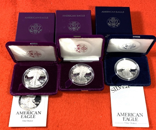 3 American Eagle One Ounce Silver Coins