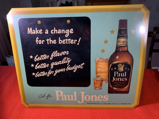 Vintage Paul Jones Metal on Cardboard Advertising Sign