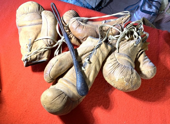 Leather Slap Jack and Vintage Boxing Gloves