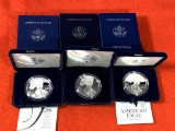 3 American Eagle One Ounce Silver Proof Coins