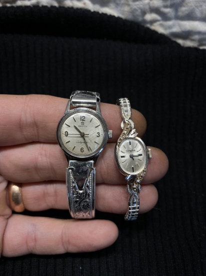 Two VIntage Lady's Omega Watches Inc. 14k