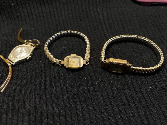 3 Antique 14k gold lady's watches