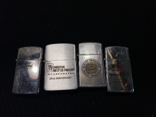 3 Vintage Advertising Zippo Lighters
