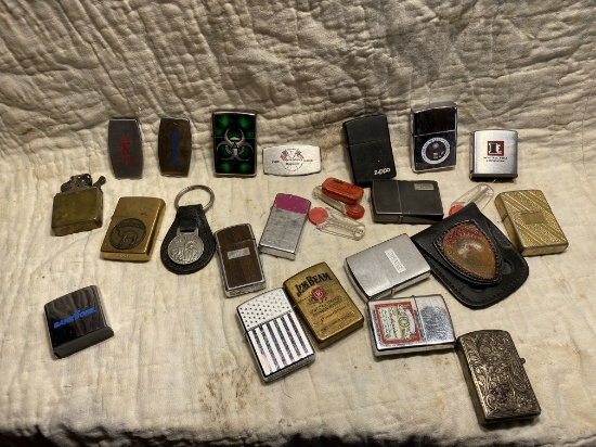 Group lot of assorted Zippo lighters etc