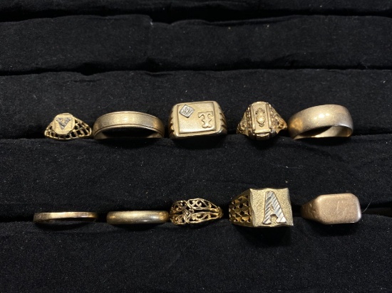 Group of 10k gold antique rings - 35 grams