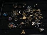 Large lot assorted costume jewelry rings