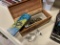 Miniature Cedar box with Glass Birds, Turtle boxes etc
