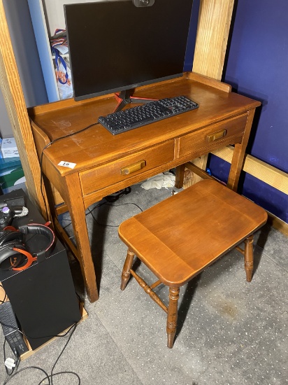 Vintage Maple Desk and Stool