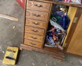 Jewelry box and contents including coin, knives