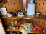 Assorted cabinet contents including Asian items