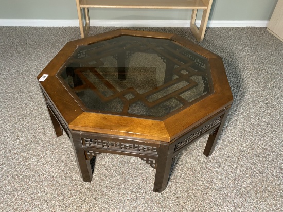 Asian glass top coffee table