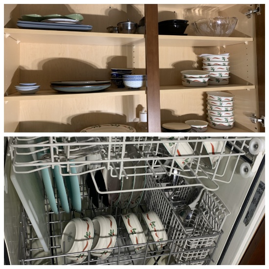 Cabinet contents including Lennox Christmas