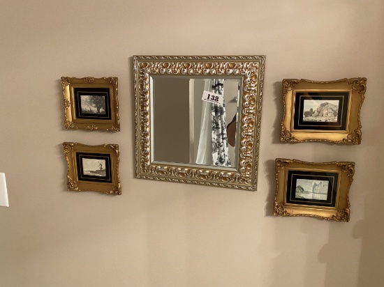 Mirror, small decorative prints